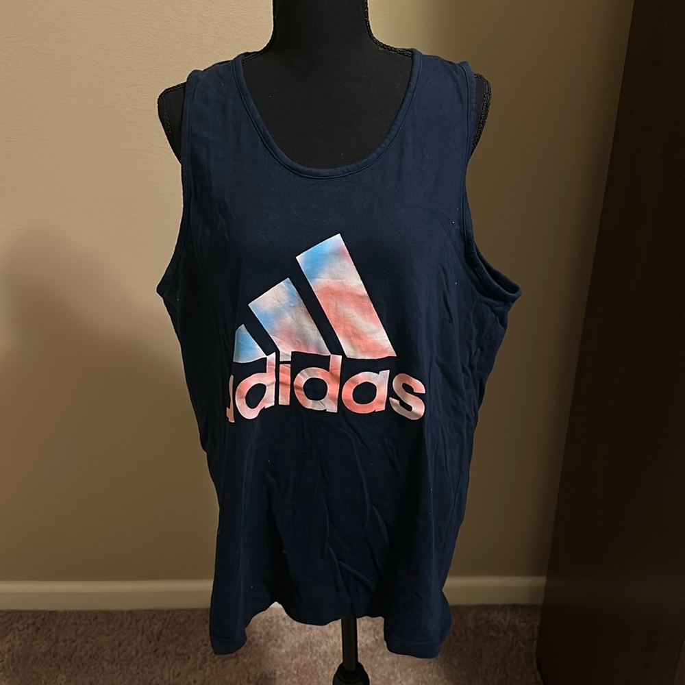 Navy Blue Men’s Adidas Multicolored Logo Tank Top
